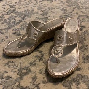 Jack Rogers Espadrille Wedge Sandals 11 Platinum